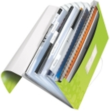 Leitz WOW - Dokumentmappe - kan utvides - 6 rom - 6 deler - for A4 - med fliker - grønn metallic