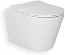 BLUE LABEL Mat Hvid Rimfree hængeskål inklusiv toiletsæde med Soft Close & Quick Release funktion - boltafstand 180 mm - dybde 490 mm