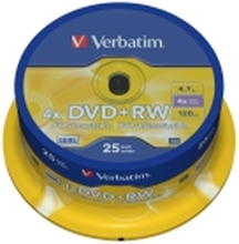 Verbatim - 25 x DVD+RW - 4.7 GB 4x - matt sølv - spindel