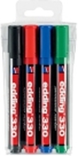 edding 330 - Markør - permanent - svart, rød, blå, grønn - 1-5 mm (en pakke 4)