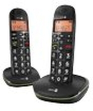 DORO PhoneEasy 100W Duo - Trådløs telefon med anrops-ID - DECT\GAP - svart + ekstra håndsett