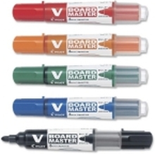 Pilot V Board Master Begreen - Markeringspenn - for whiteboard - svart, rød, blå, grønn, oransje - fargestoffbasert blekk - 2.3 mm - medium (en pakke 5)