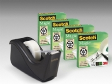Tape Scotch® Magic™ 19 mm x 33m 4 ruller + 1 sort C60 dispenser