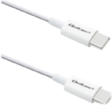 Qoltec - USB-kabel - 24 pin USB-C (hann) til 24 pin USB-C (hann) - USB 2.0 - 20 V - 3 A - 1 m - hvit