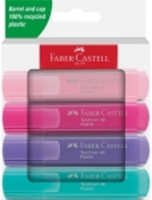 Faber-Castell Textliner 46 Pastell, 4 stk, Rosa, Rosa, Lilla, Turkis, Resirkulert plast, 1 mm, 5 mm, Vannbasert blekk