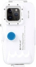 Puluz vanntett Puluz-deksel i plast for iPhone 14 Plus/Pro Max/13 Pro Max/12 Pro Max/11 Pro Max (hvit)