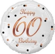GoDan Foil balloon B&C Happy 60 Birthday white, rose gold print 18 Godan