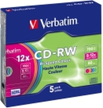 Verbatim DataLifePlus Hi-Speed - 5 x CD-RW - 700 MB (80 min) 8x - 12x - smalt cover