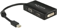 Delock Delock Adapter mini Displayport 1.1 male > VGA / HDMI / DVI female Passive - Videokonverter - DisplayPort - DVI, HDMI, VGA - svart