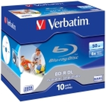 Verbatim - 10 x BD-R DL - 50 GB 6x - blekkstråleskrivbar overflate - CD-eske