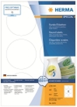 HERMA Special - Papir - matt - fjernbart selv-adhesiv - hvit - 85 mm rund 600 etikett(er) (100 ark x 6) merkelapper