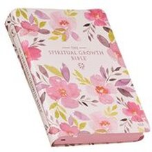 The Spiritual Growth Bible, Study Bible, NLT - New Living Translation Holy Bible, Faux Leather, Pink Purple Printed Floral