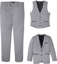 Dress med resirkulert polyester. (3-delt sett): blazer, bukse, vest
