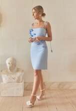 Andrea Norrman X Bubbleroom Andrea Floral Short Dress Light blue 40
