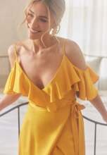 Andrea Norrman X Bubbleroom Andrea Viscose Satin Dress Yellow 46