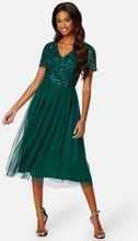AngelEye Short Sleeve Sequin Embellished Midi Dress Emerald XS (UK8)