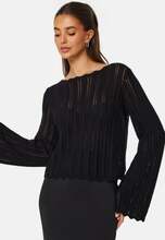 BUBBLEROOM Boat Neck Structure Knitted Sweater Black S