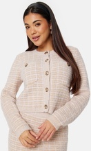 BUBBLEROOM Button Knitted Jacket Light beige/White XL