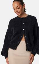 BUBBLEROOM Fluffy Knitted Pearl Cardigan Black XL