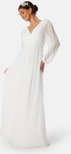 Bubbleroom Occasion Pleated V-Neck Wedding Gown White 34