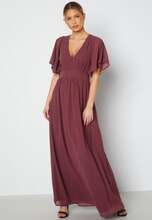 Bubbleroom Occasion Butterfly Sleeve Chiffon Gown Old rose 40