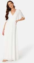 Bubbleroom Occasion Butterfly Sleeve Chiffon Gown White 40