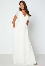 Bubbleroom Occasion Butterfly Sleeve Pleated Wedding Gown White 36
