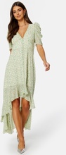 BUBBLEROOM Summer Luxe High-Low Midi Dress Green / Floral 36