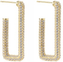 BY JOLIMA Monaco Rectangle Hoops Crystal Gold One size
