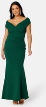 Goddiva Curve Bardot Pleat Maxi Dress Emerald 54 (UK26)