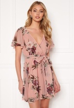 Goddiva Floral Flutter Dress Peach XXL (UK18)