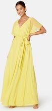 Goddiva Flutter Chiffon Maxi Dress Soft Lemon XXL (UK18)