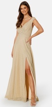 Goddiva Glitter Wrap Maxi Dress Light Gold L (UK14)
