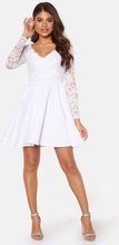 Goddiva Long Sleeve Skater Dress White XL (UK16)