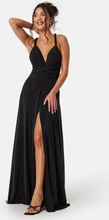 Goddiva Multi Tie Maxi Dress Split Black M (UK12)