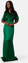 Goddiva Satin Cowl Front Maxi Dress Emerald XL (UK16)