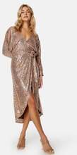 Goddiva Sequin Wrap Midi Dress Champagne XXL (UK18)