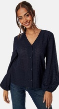 Happy Holly Nisha Broderie Anglaise Blouse Navy 32/34