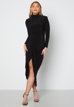 John Zack High Neck Rouch Maxi Dress Black XL (UK16)