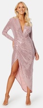 John Zack Sequin Rouch Maxi Dress Rose Pink XXS (UK6)