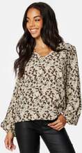 Object Collectors Item Leonora L/S V-Neck Top Sandshell AOP:ANIMAL 34