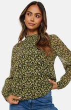 VERO MODA Holly Vica LS Frill Top Vibrant Green AOP:Vi M