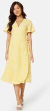 VILA Lovie S/S Wrap Midi Dress Yellow/Patterned 34