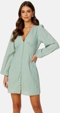 VILA Malina Puff Sleeve Short Dress Green Milieu Detail: 42