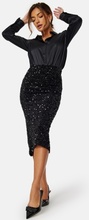 VILA Vibarina HW Midi Sequins Skirt BLACK Detail:BLACK S L
