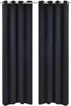 vidaXL Energisparende gardiner med metallringer 2 stk svart 135 x 245 cm