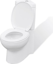 vidaXL Hjørne toalett, keramisk, hvit
