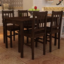 vidaXL Spisebord med 4 stoler brun