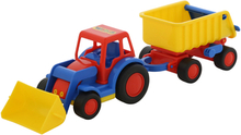 WADER QUALITY TOYS Basics - Traktor med skovl og påhængskøretøj