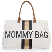 CHILDHOME Mommy Bag Stor Canvas Beige Stripes Black / Gold